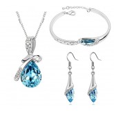 Комплект бижута КАЙЛИ , синьо колие,обеци и гривна